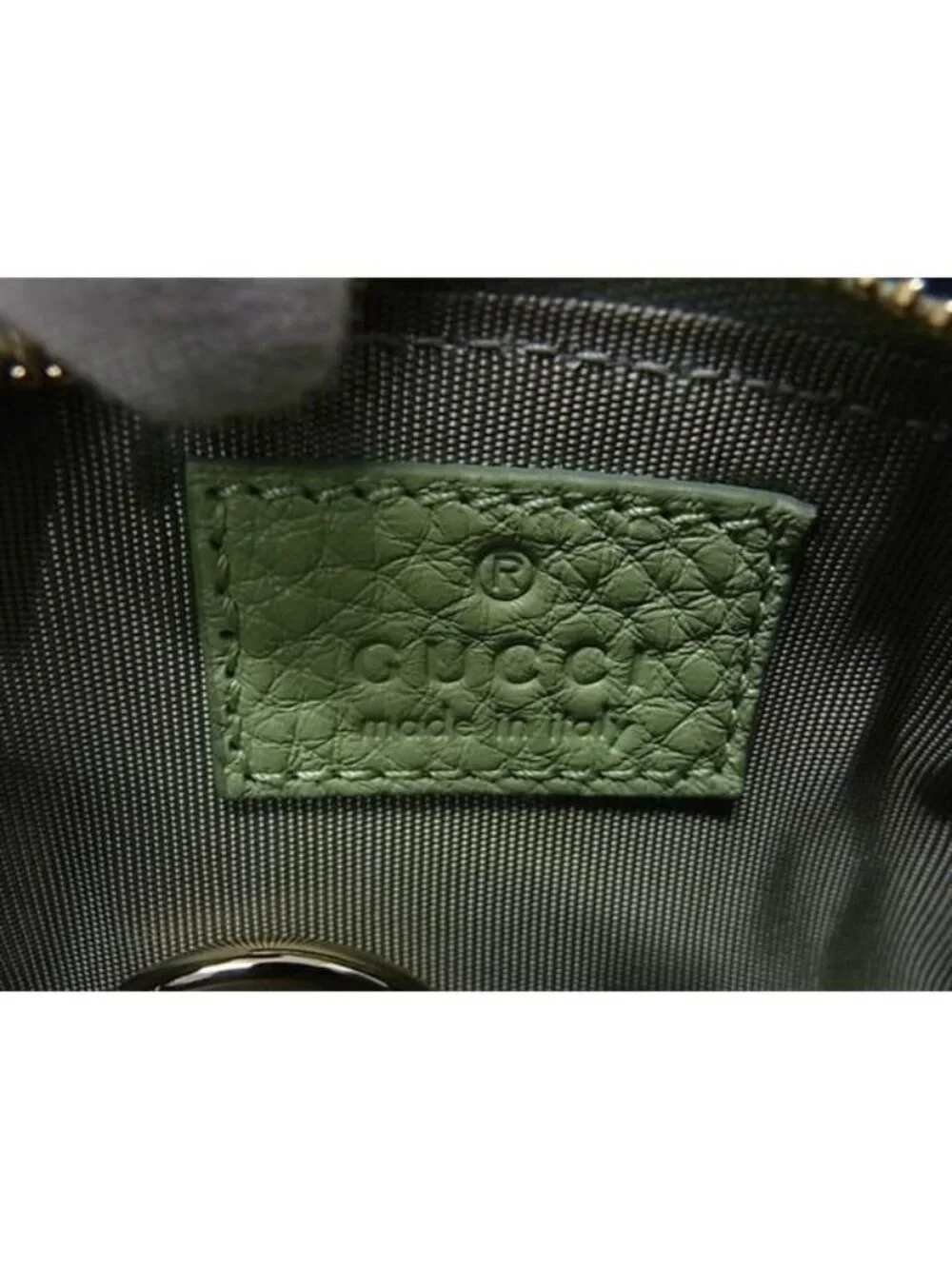Gucci GG Emblem Leather With Key Ring Coin Purse Light Green
